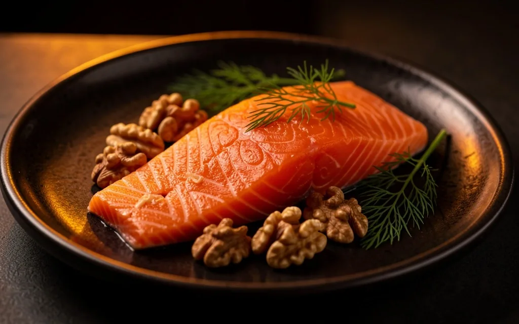 Omega-3 rich foods on dark plate